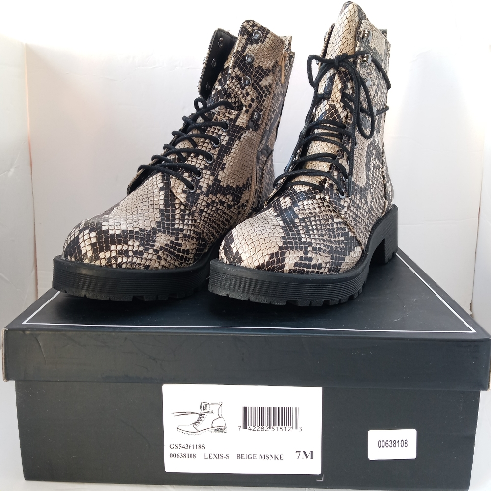 Mia Shoes Womens Lexis-S Animal Print, Ankle Boots Leather Size 7M